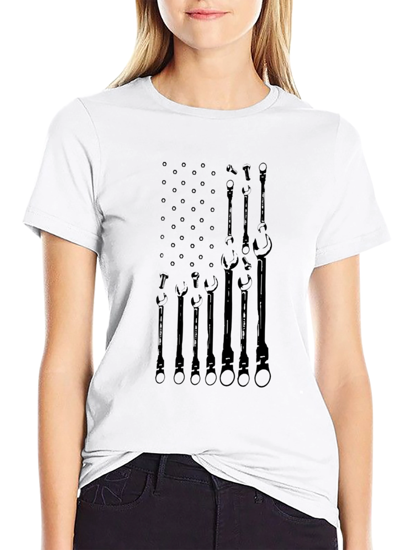 Mechanic American Flag Graphic Tee - Black