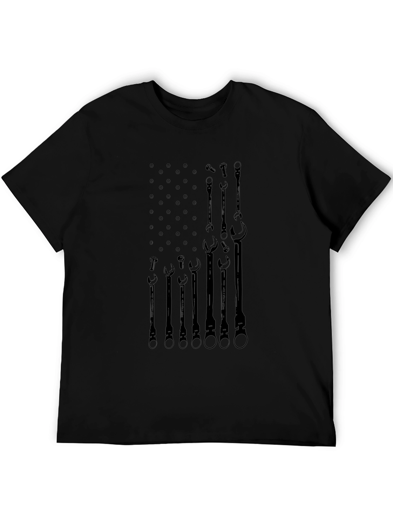 Mechanic American Flag Graphic Tee - Black