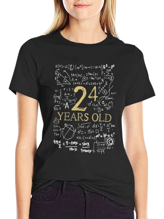 24 Years Old Math Equations T-Shirt Funny Birthday Tee