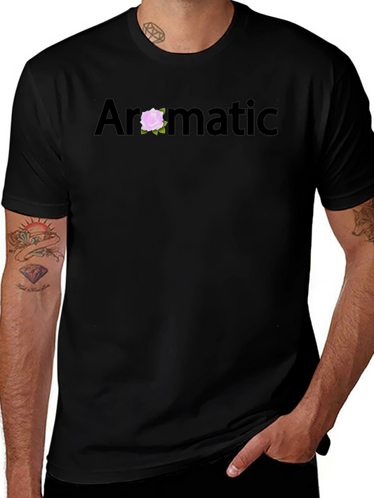 Aromatic Black T-Shirt with Floral Accent