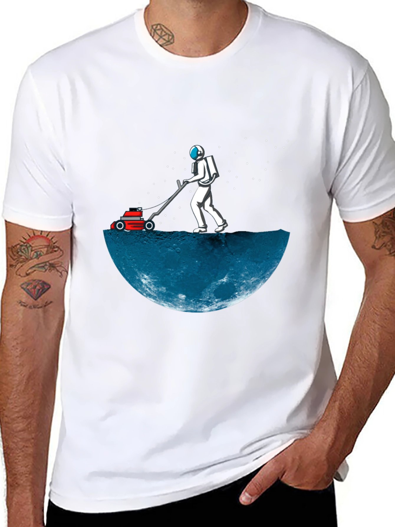 Astronaut Moon Mowing Graphic Tee