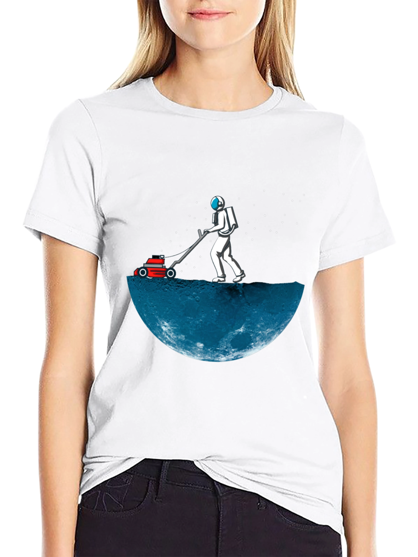 Astronaut Moon Mowing Graphic Tee