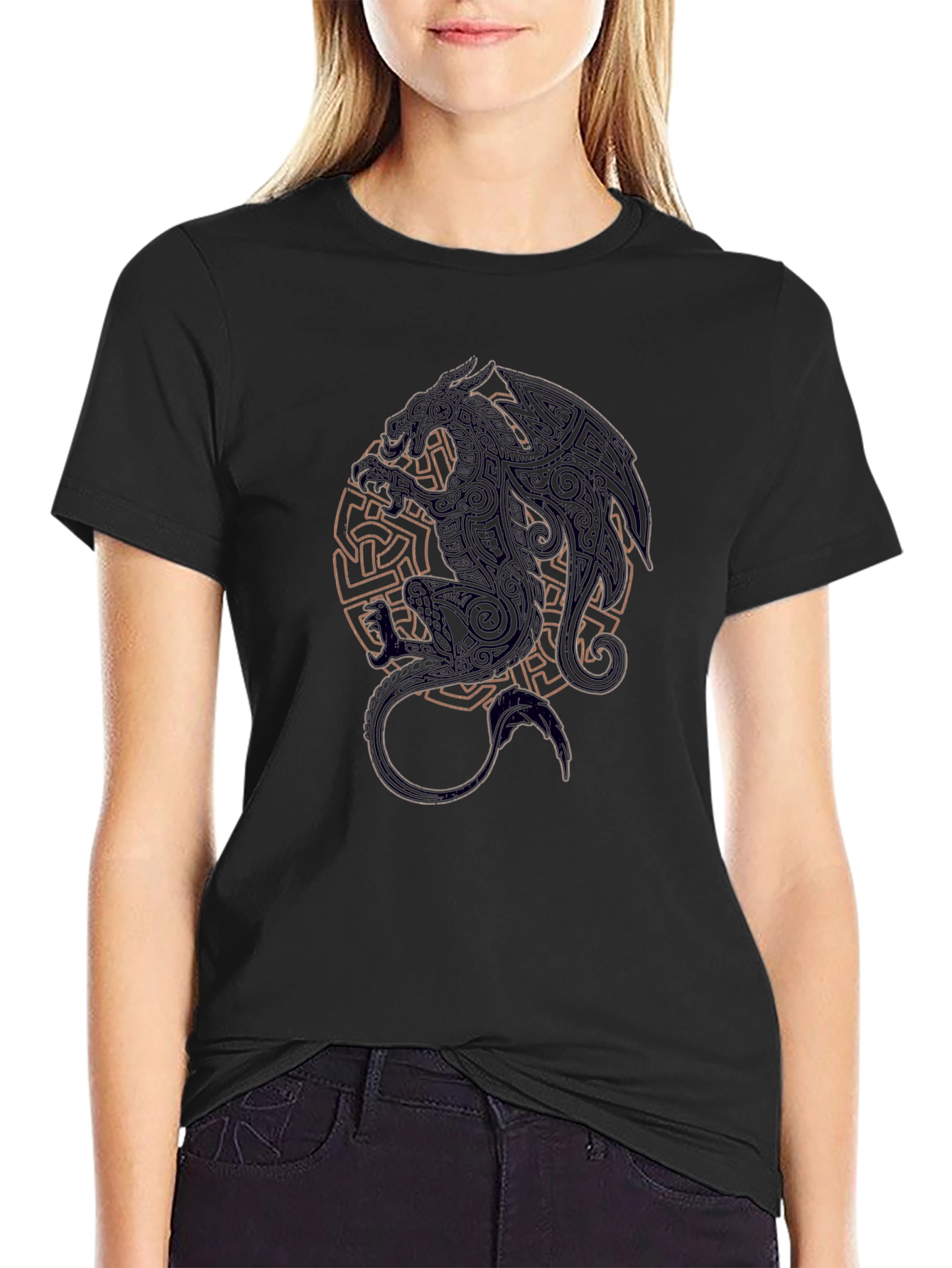 Celtic Dragon Graphic Black T-Shirt