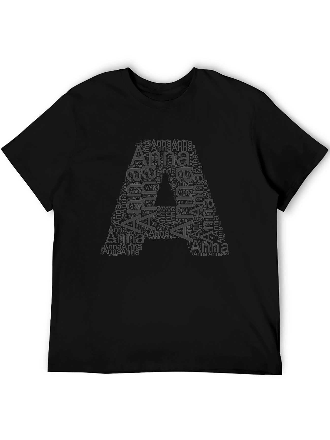 Anna Word Art Initial A Black T-Shirt