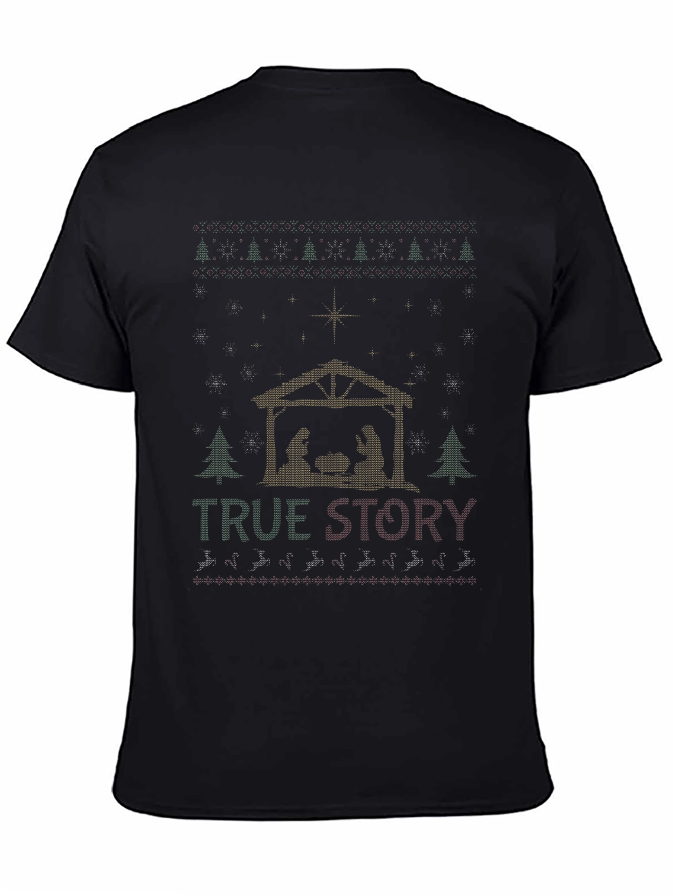 True Story Nativity Scene Black T-Shirt