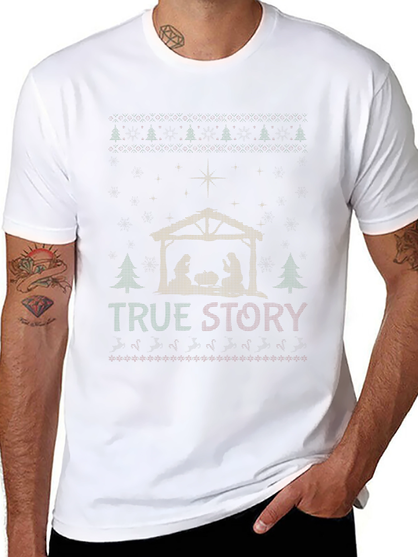 True Story Nativity Scene Black T-Shirt