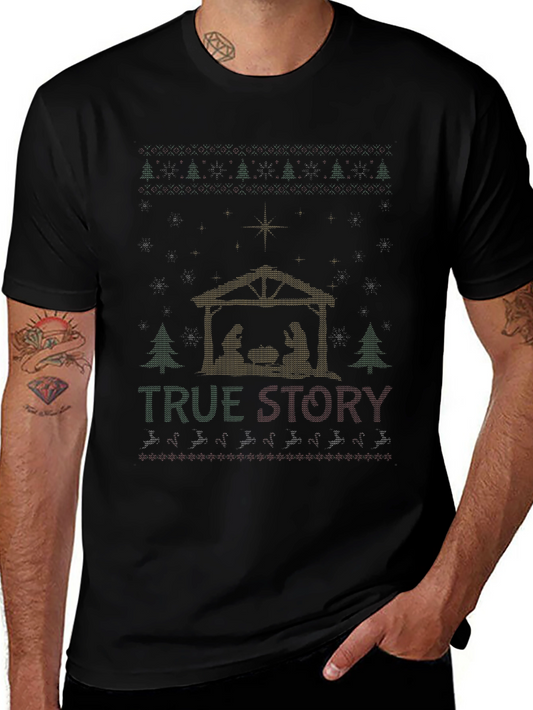 True Story Nativity Scene Black T-Shirt