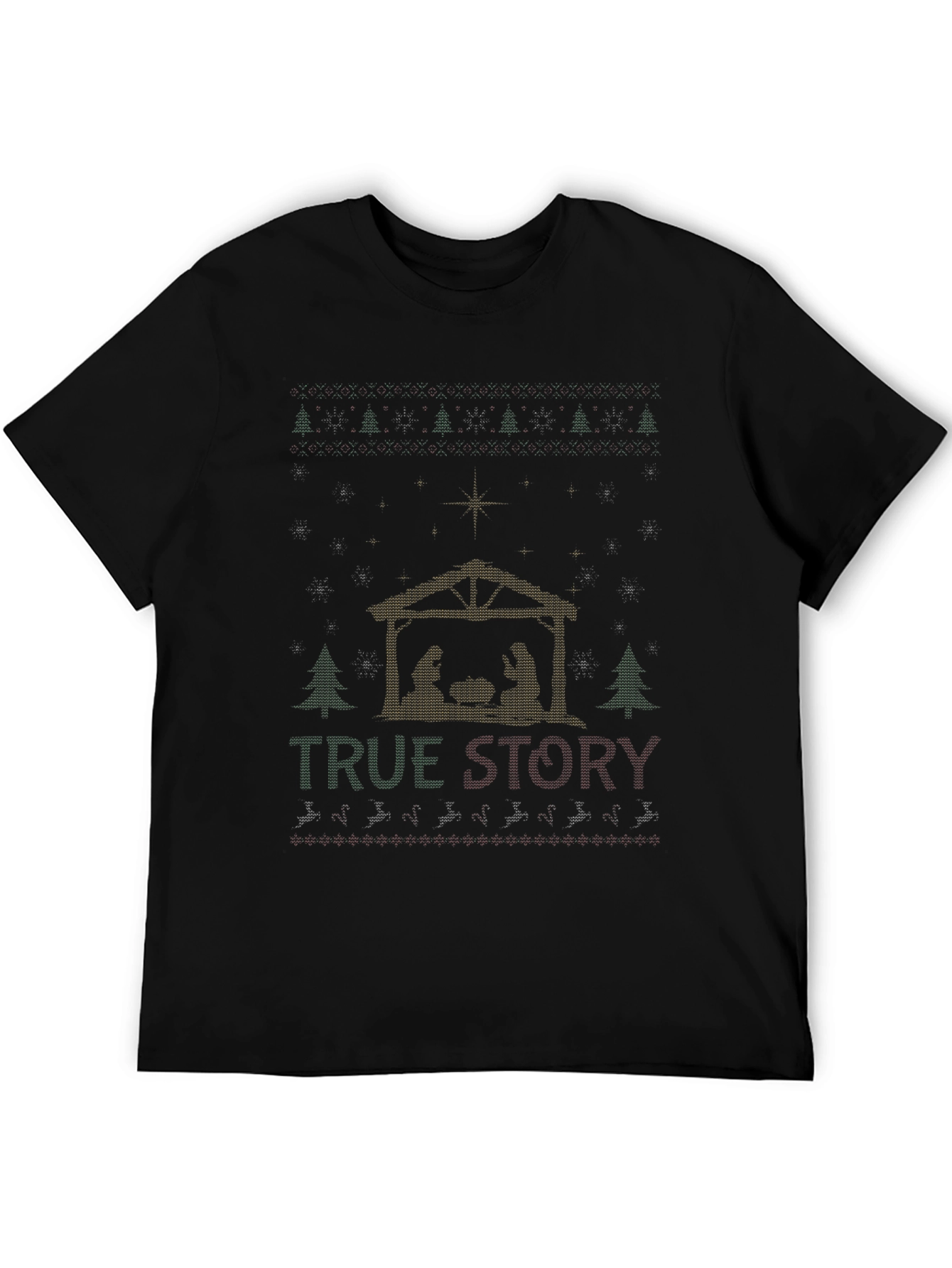 True Story Nativity Scene Black T-Shirt