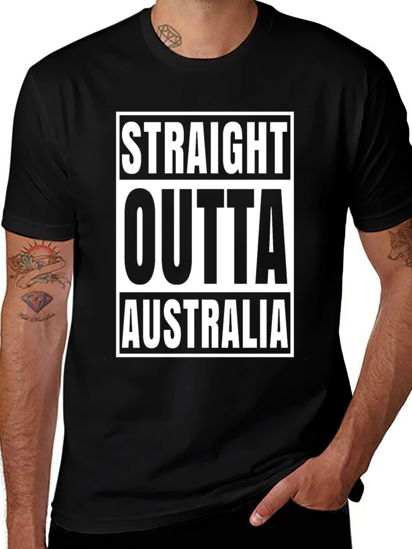 Straight Outta Australia Black T-Shirt