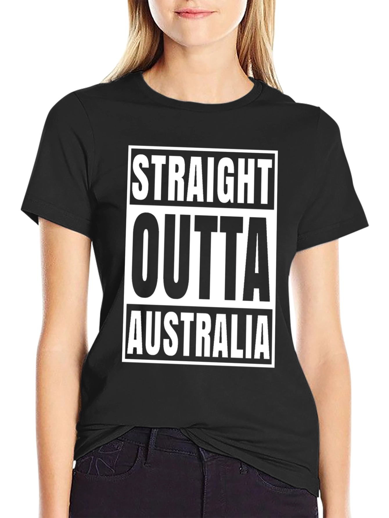 Straight Outta Australia Black T-Shirt