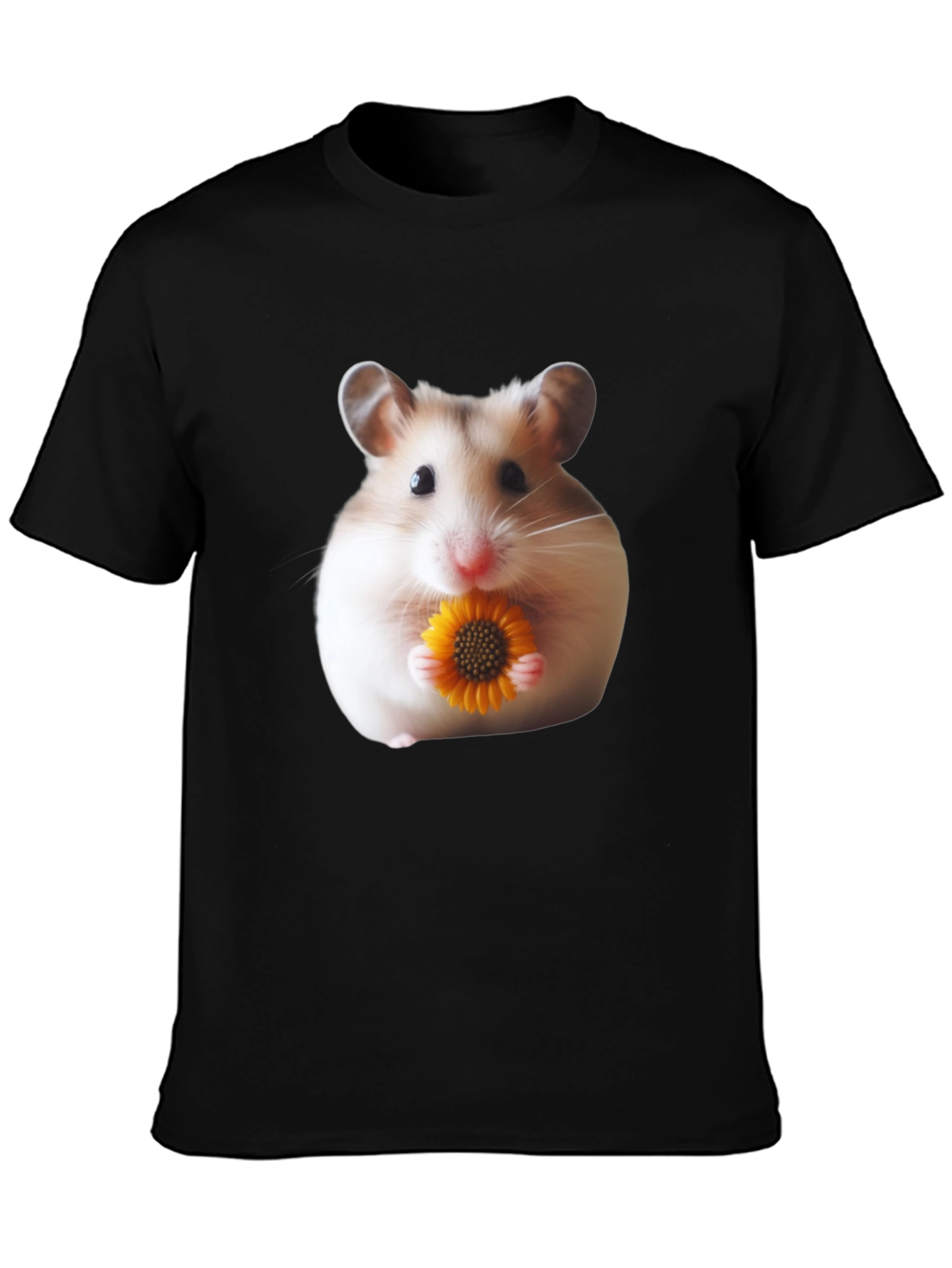 Hamster Holding Flower Graphic T-Shirt - Unisex Casual Tee