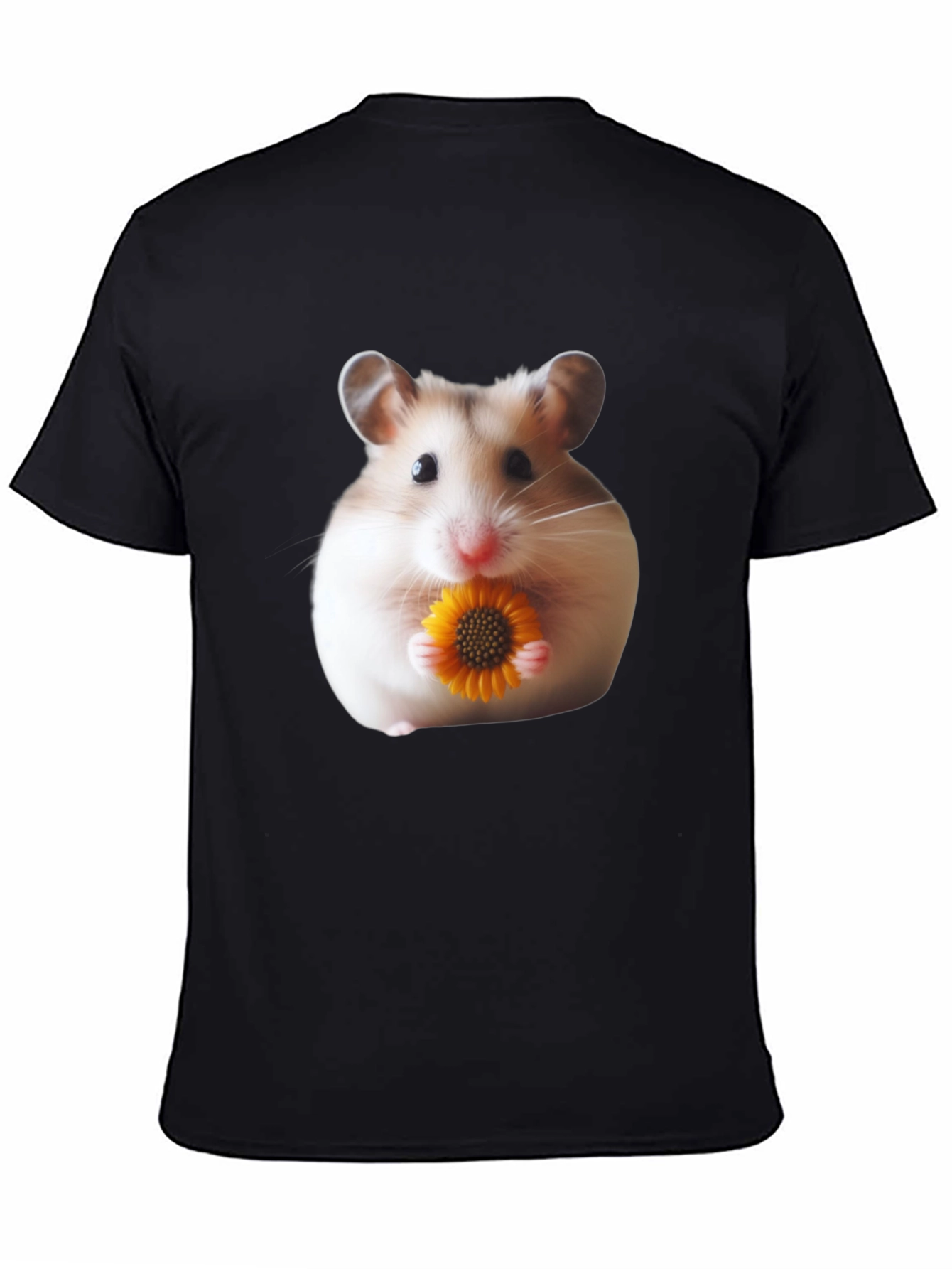 Hamster Holding Flower Graphic T-Shirt - Unisex Casual Tee