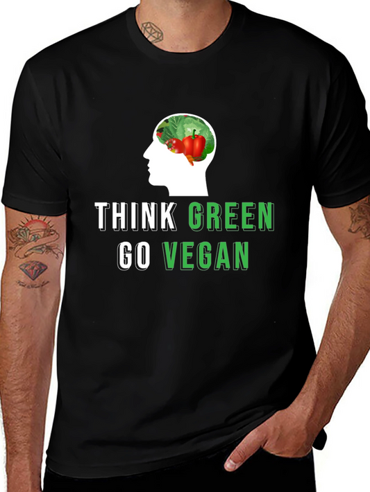 Think Green Go Vegan T-Shirt - Eco-Friendly Design