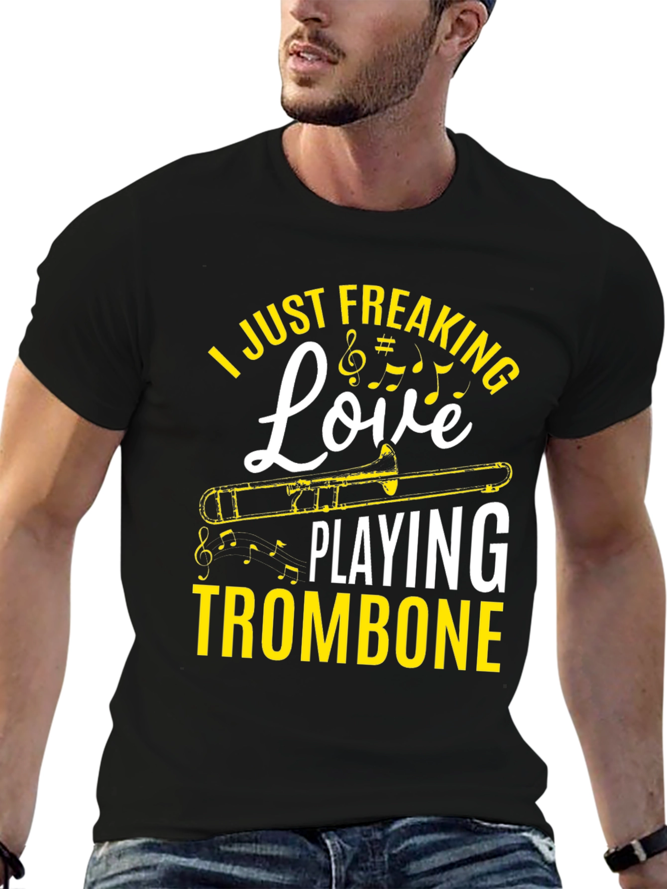 I Love Playing Trombone Graphic Tee - Musician Shirt
