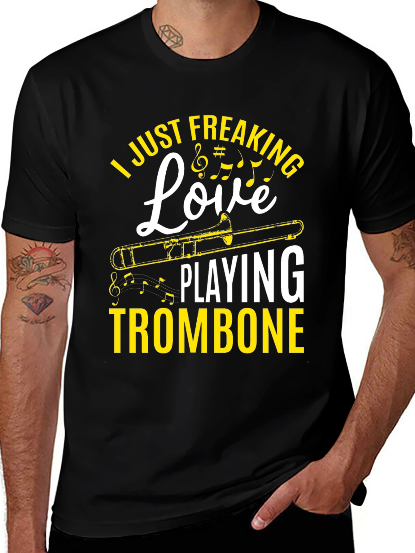 I Love Playing Trombone Graphic Tee - Musician Shirt