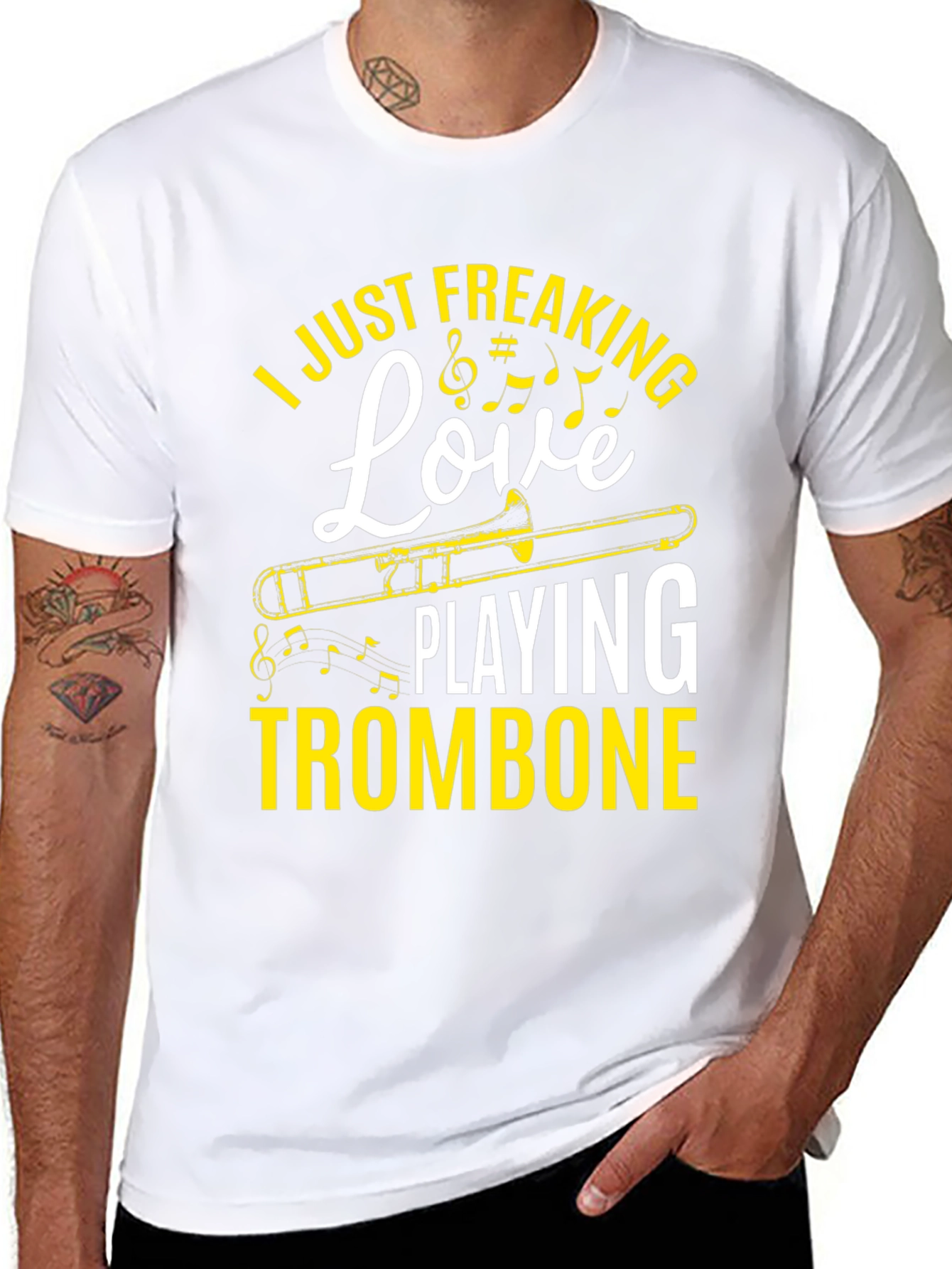 I Love Playing Trombone Graphic Tee - Musician Shirt