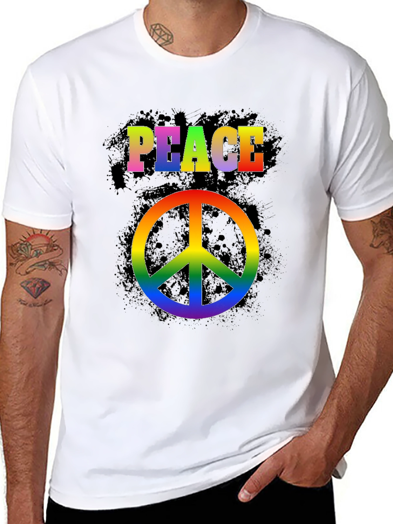 Rainbow Peace Sign T-Shirt - Retro Style