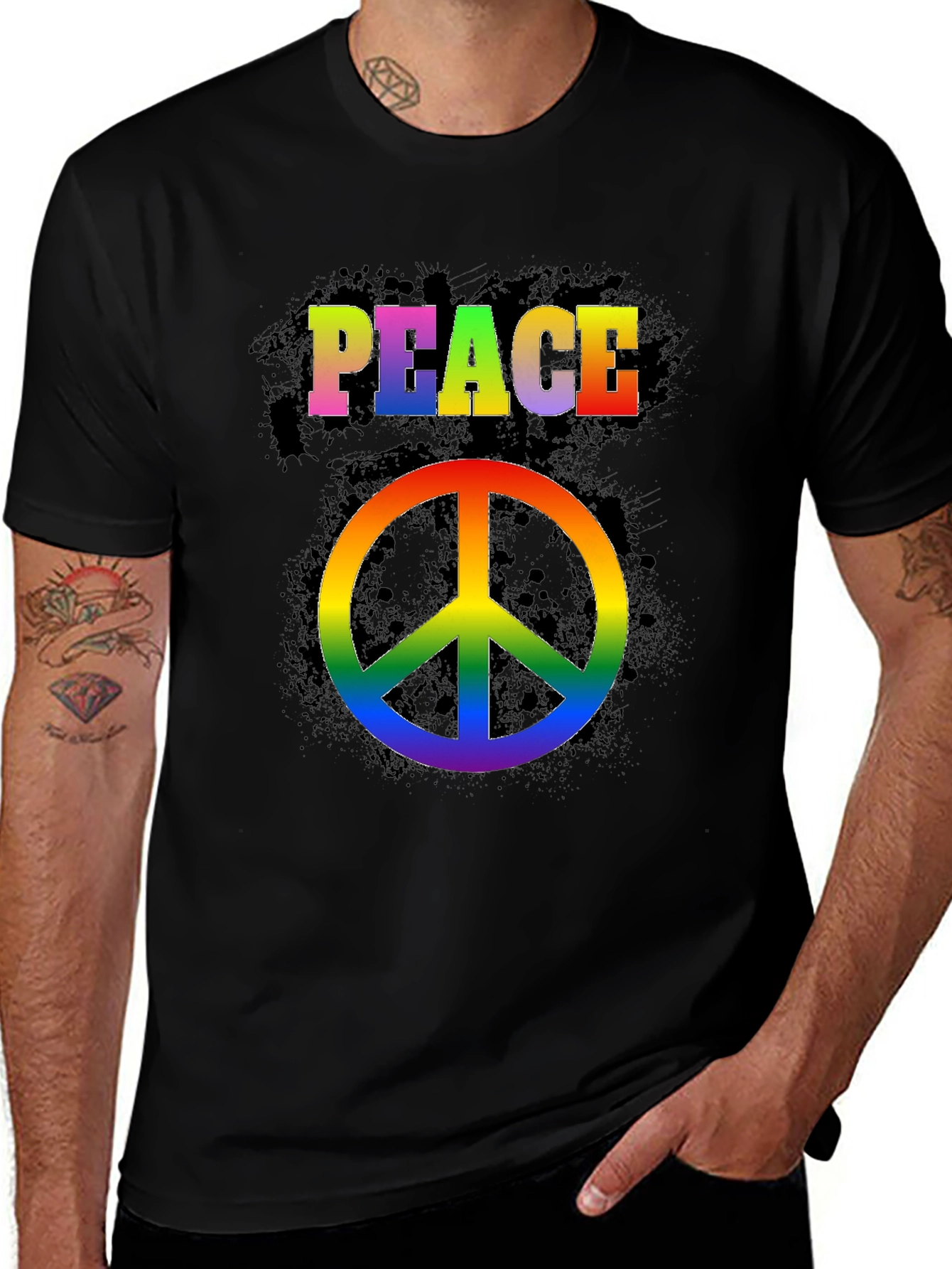 Rainbow Peace Sign T-Shirt - Retro Style