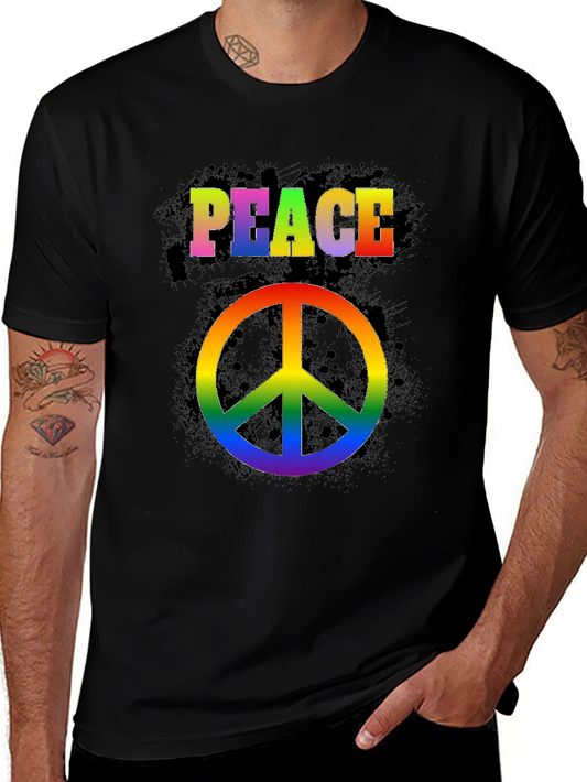 Rainbow Peace Sign T-Shirt - Retro Style