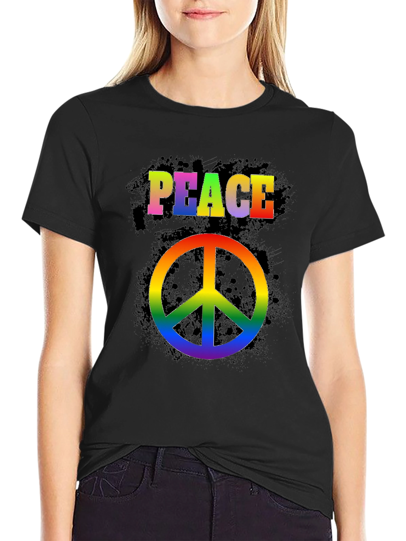 Rainbow Peace Sign T-Shirt - Retro Style
