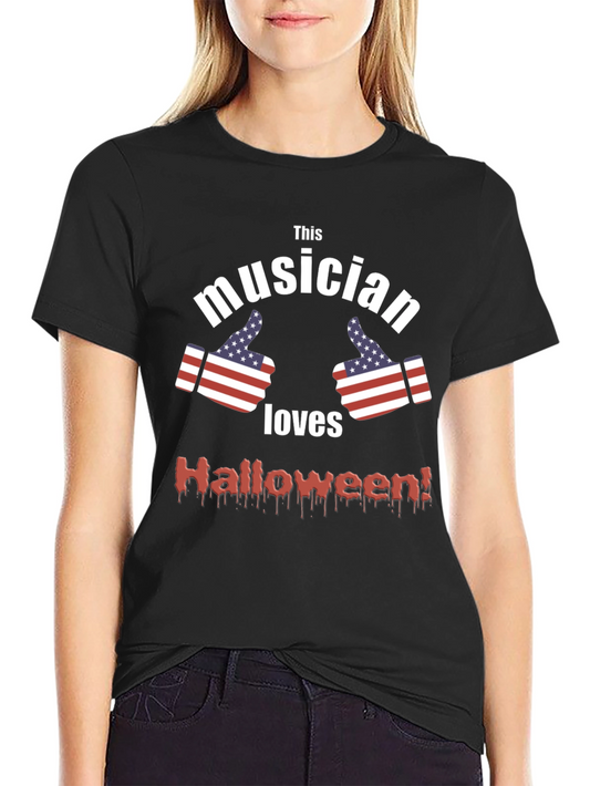 Musician Loves Halloween T-Shirt - Patriotic & Spooky