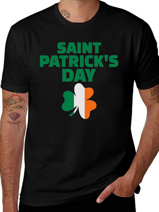 St. Patricks Day Black T-Shirt with Shamrock Design
