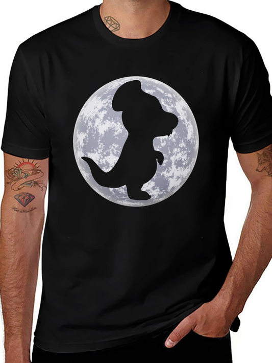 Dino Moon Mens Black T-Shirt - Unique Graphic Tee