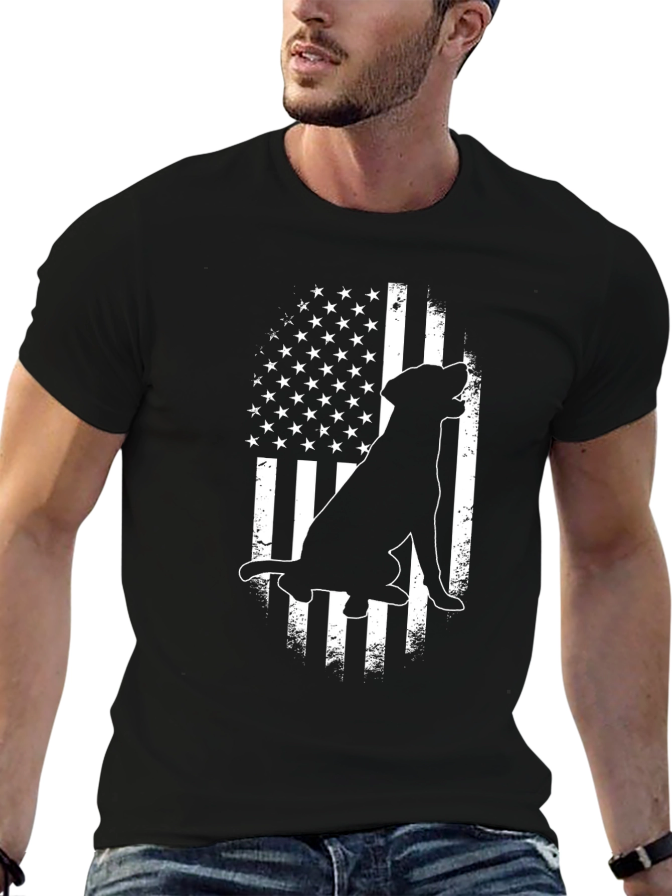 Dog American Flag Graphic Tee