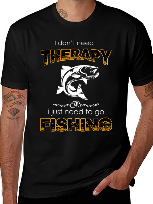 Fishing Therapy Black Cotton Tee