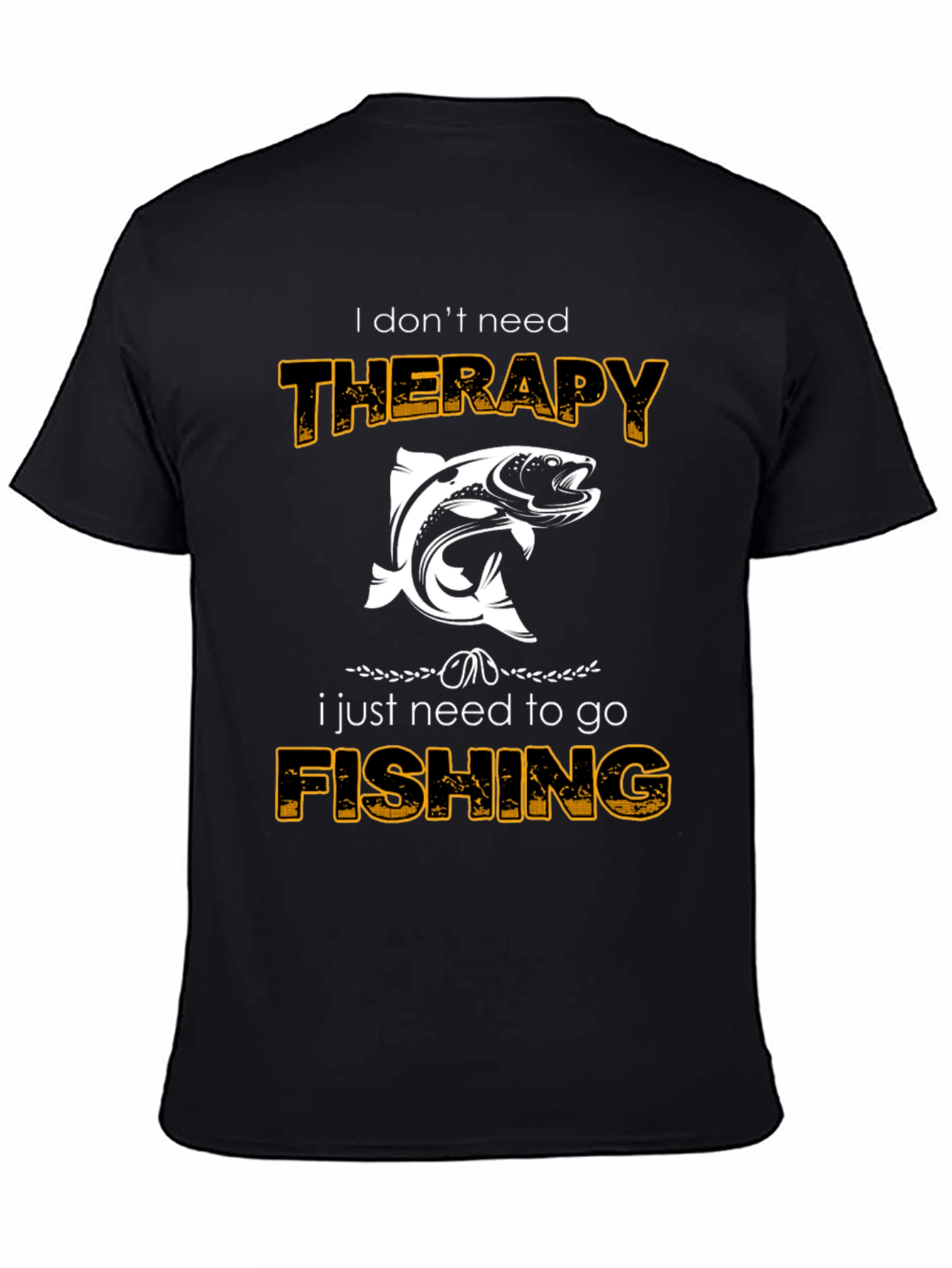 Fishing Therapy Black Cotton Tee