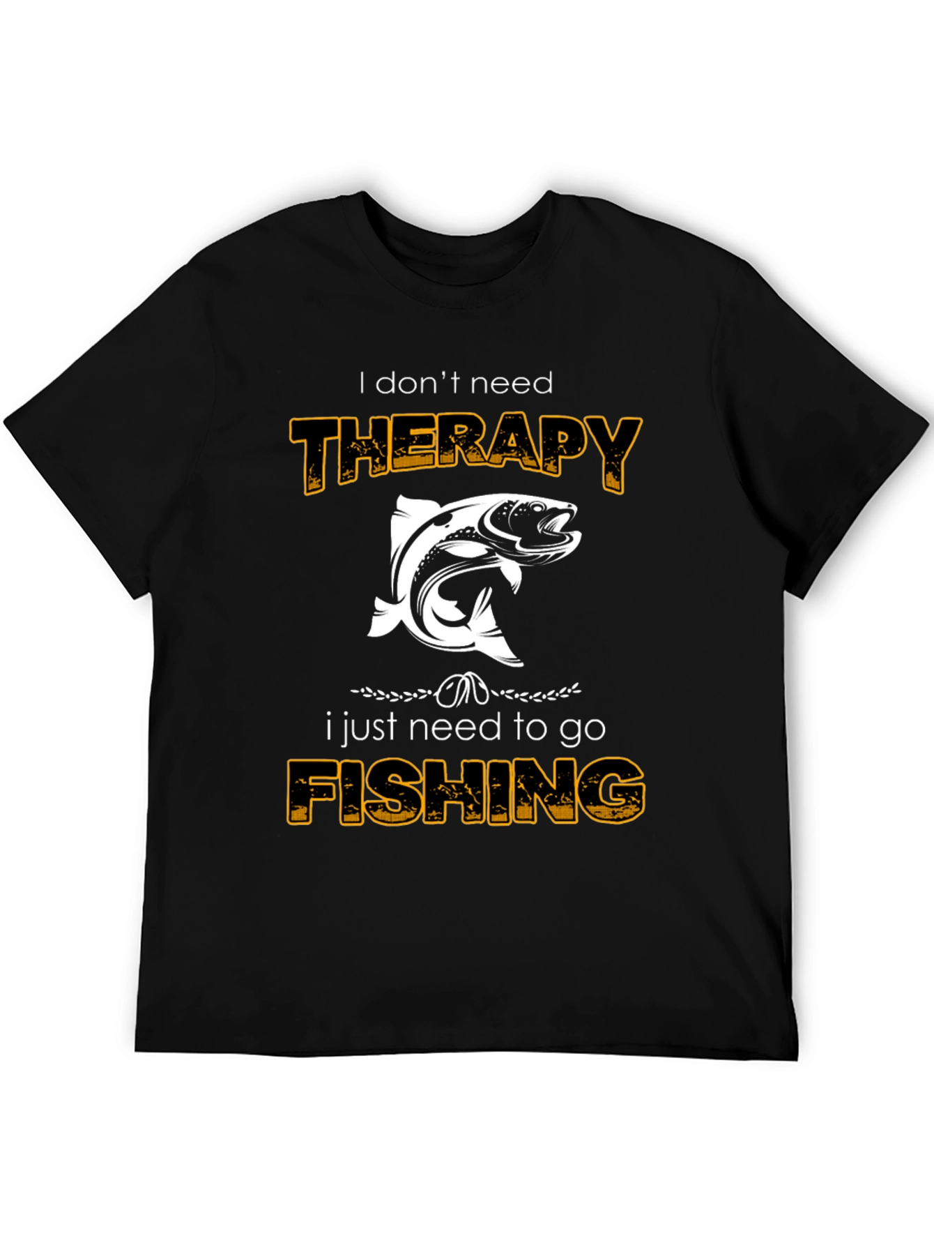 Fishing Therapy Black Cotton Tee