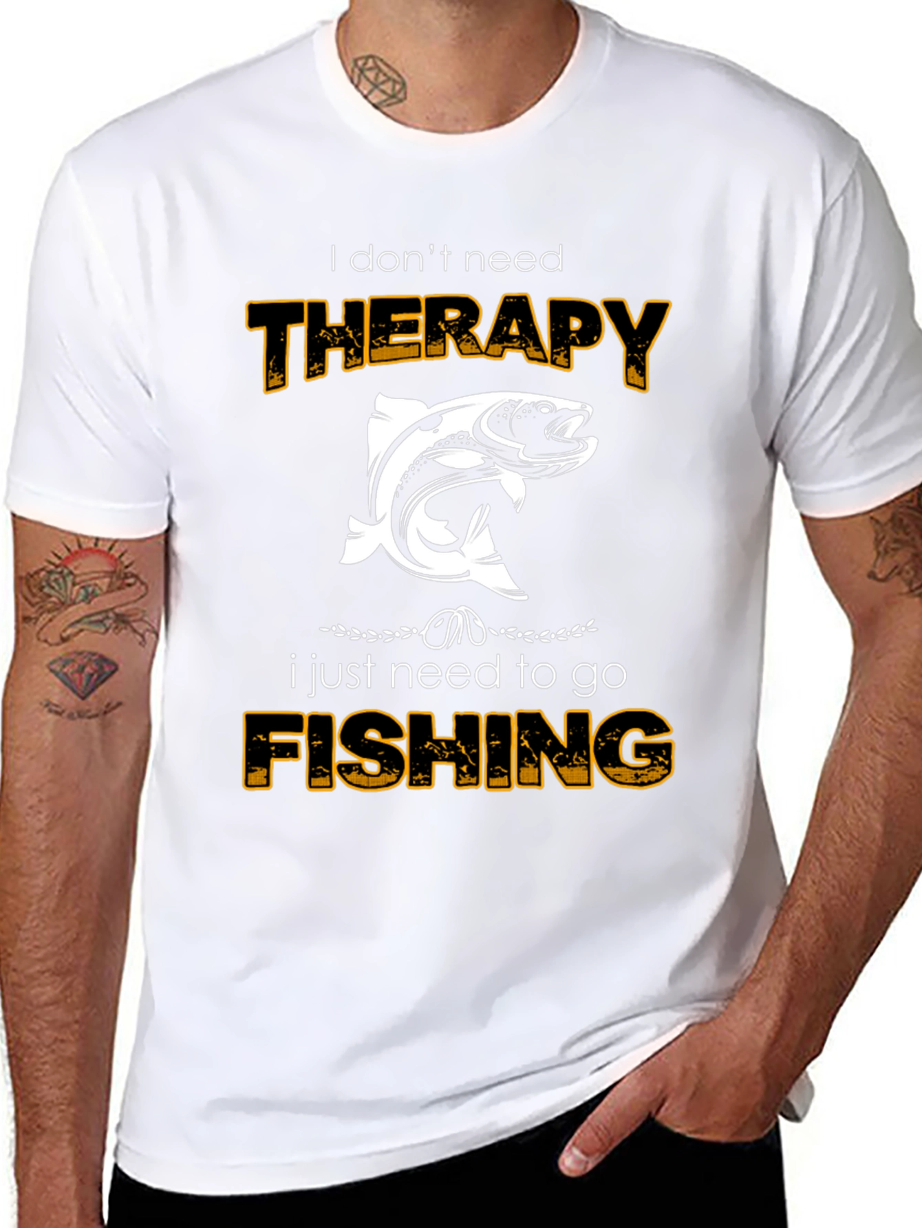 Fishing Therapy Black Cotton Tee