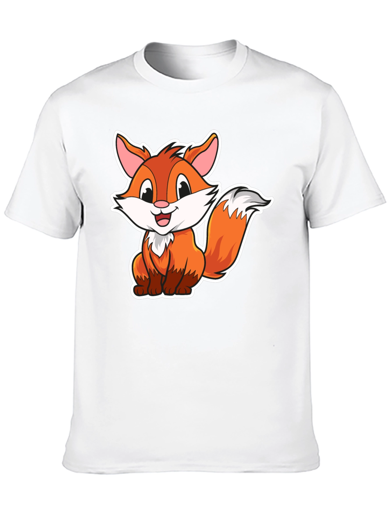 Cute Cartoon Fox Graphic Tee - Black Cotton Shirt