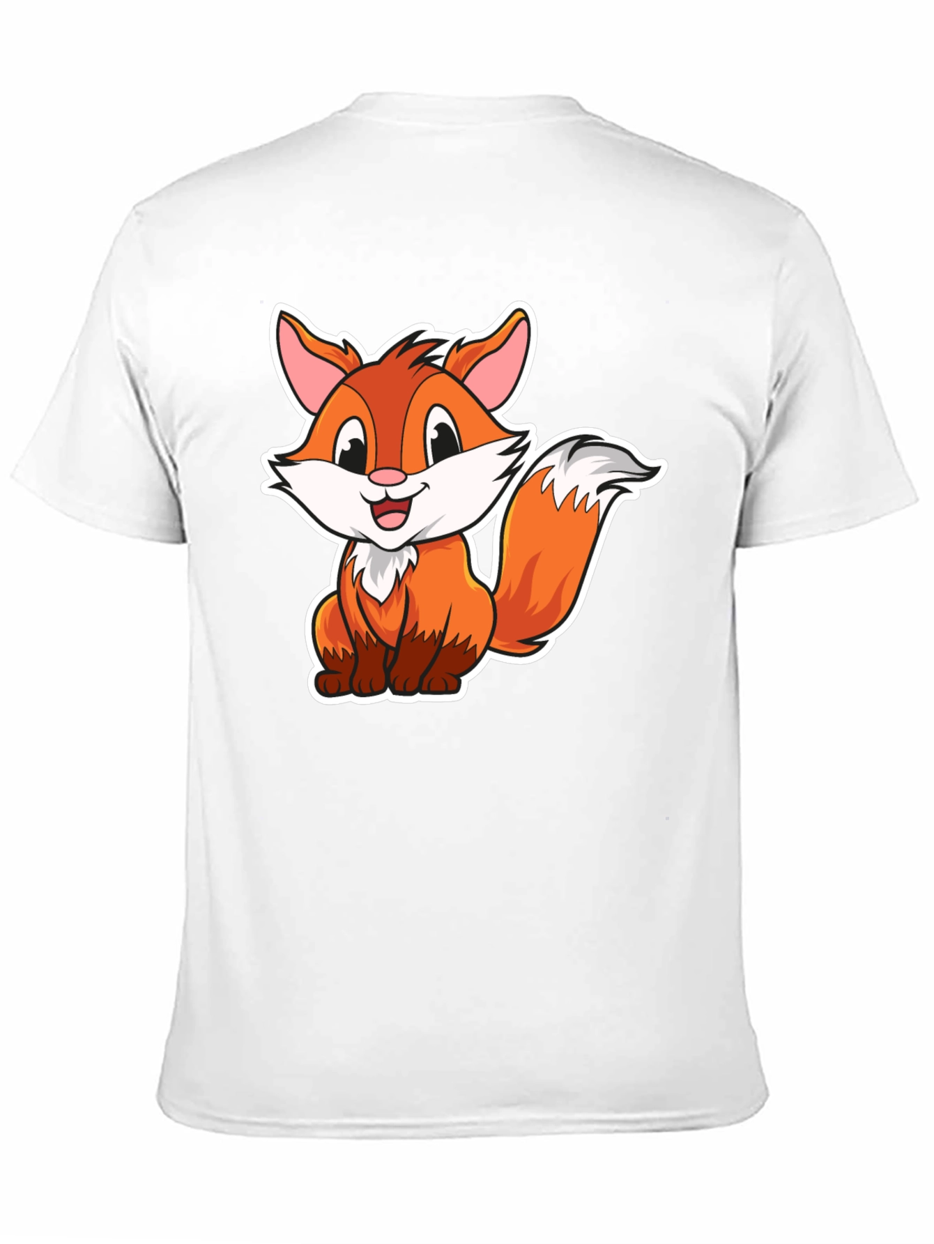 Cute Cartoon Fox Graphic Tee - Black Cotton Shirt