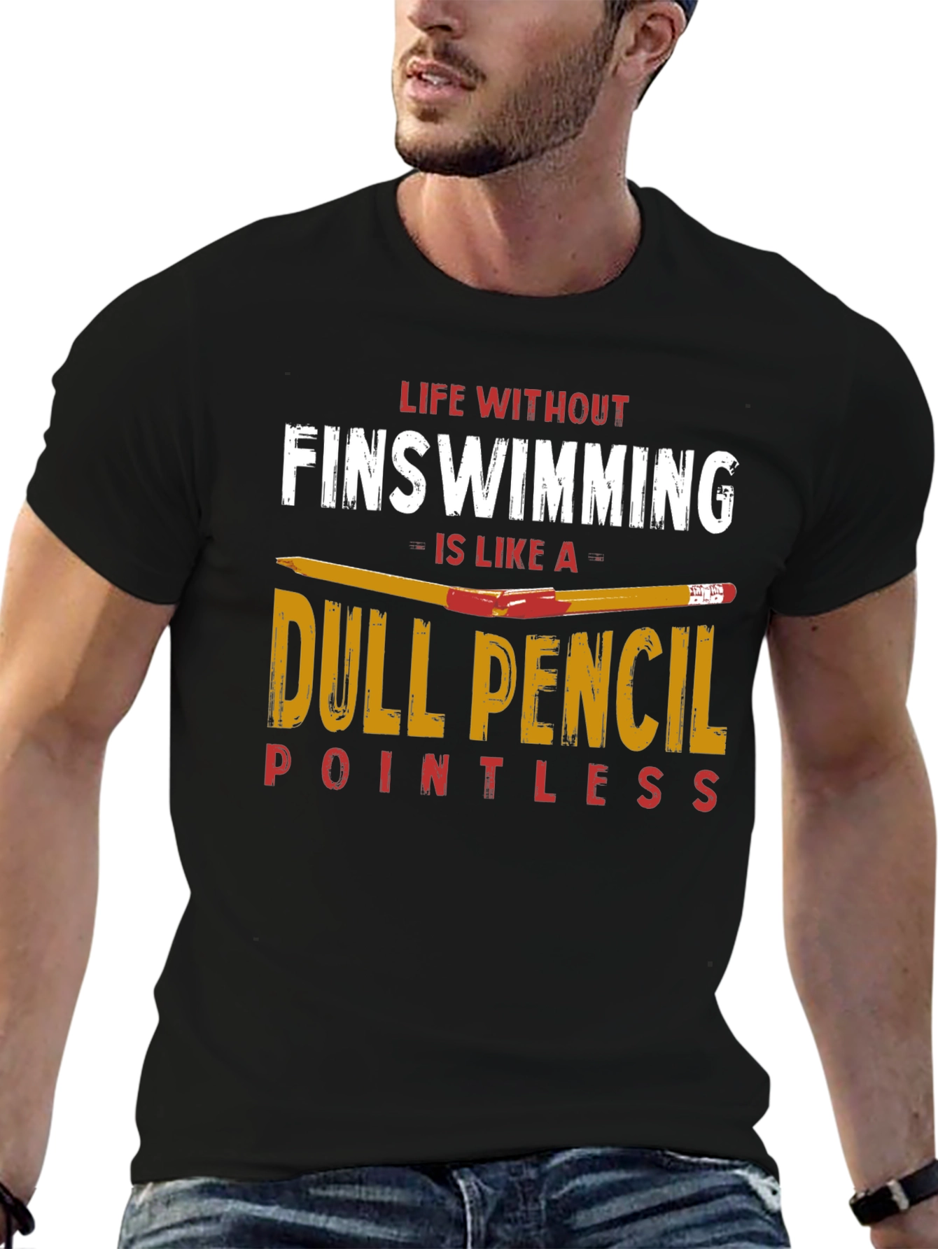 Funny Finswimming T-Shirt Dull Pencil