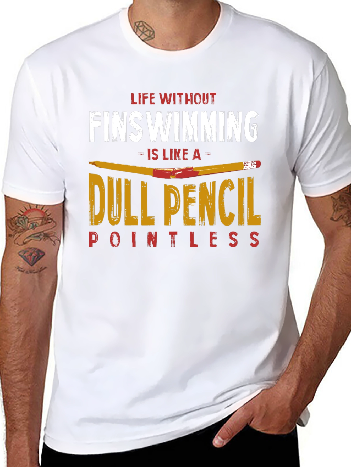 Funny Finswimming T-Shirt Dull Pencil