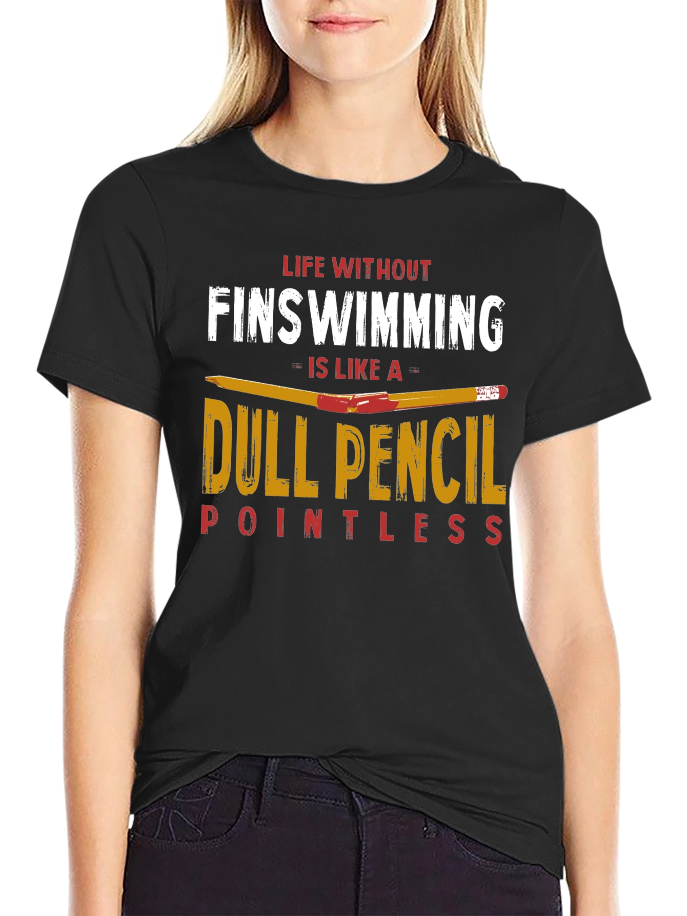 Funny Finswimming T-Shirt Dull Pencil
