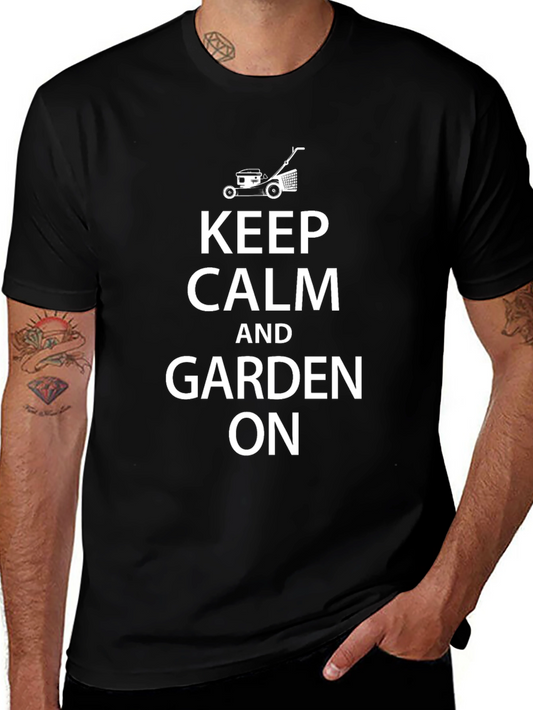 Keep Calm and Garden On Black T-Shirt
