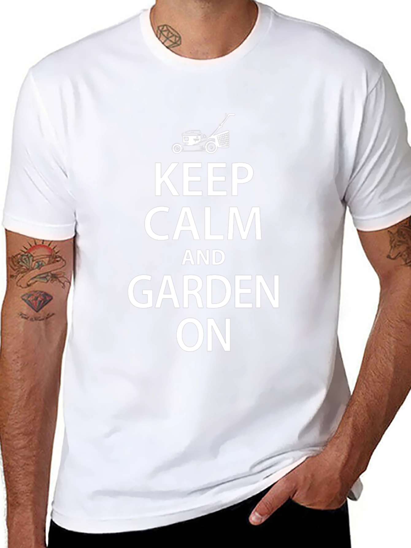 Keep Calm and Garden On Black T-Shirt