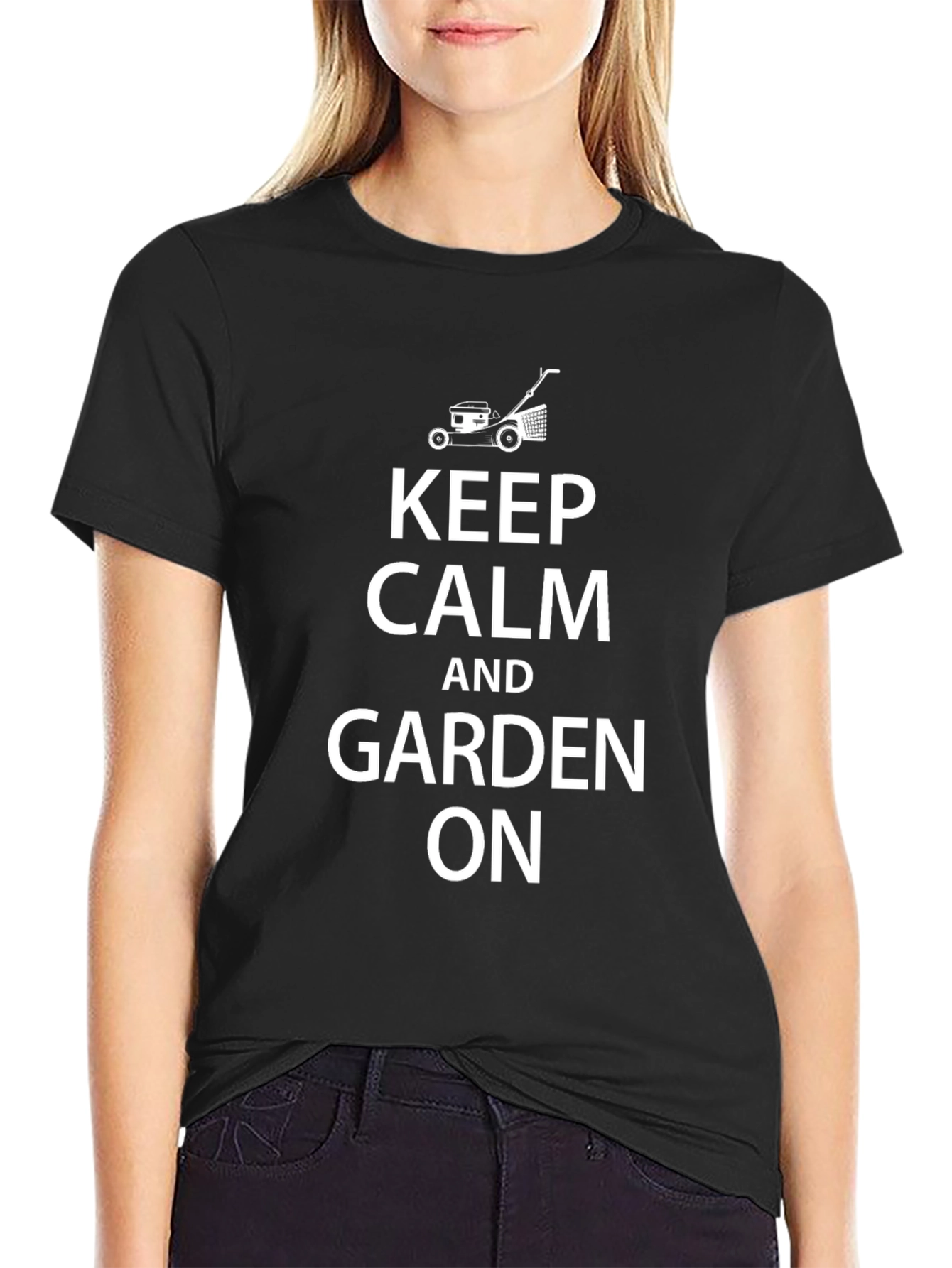 Keep Calm and Garden On Black T-Shirt