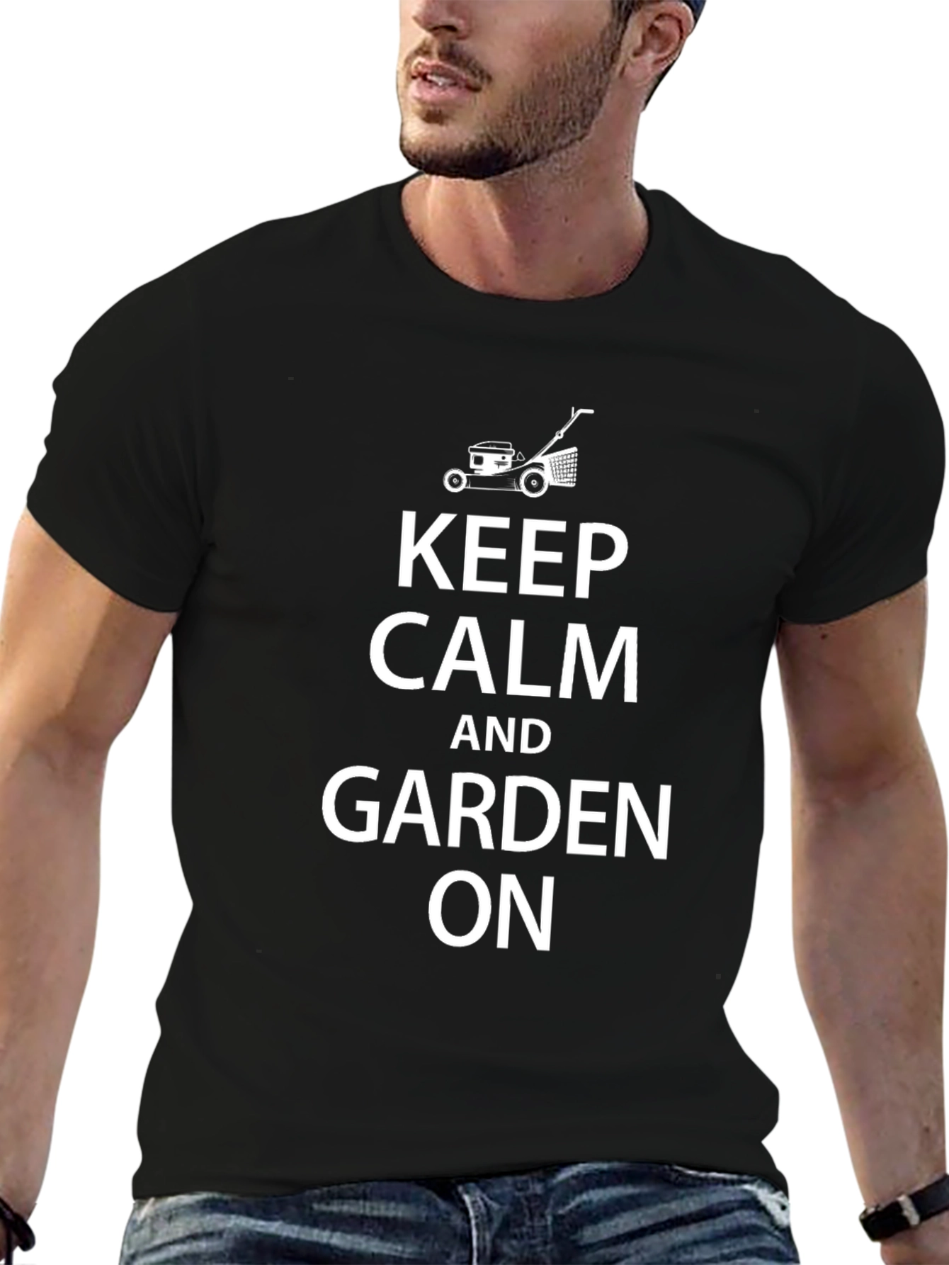 Keep Calm and Garden On Black T-Shirt