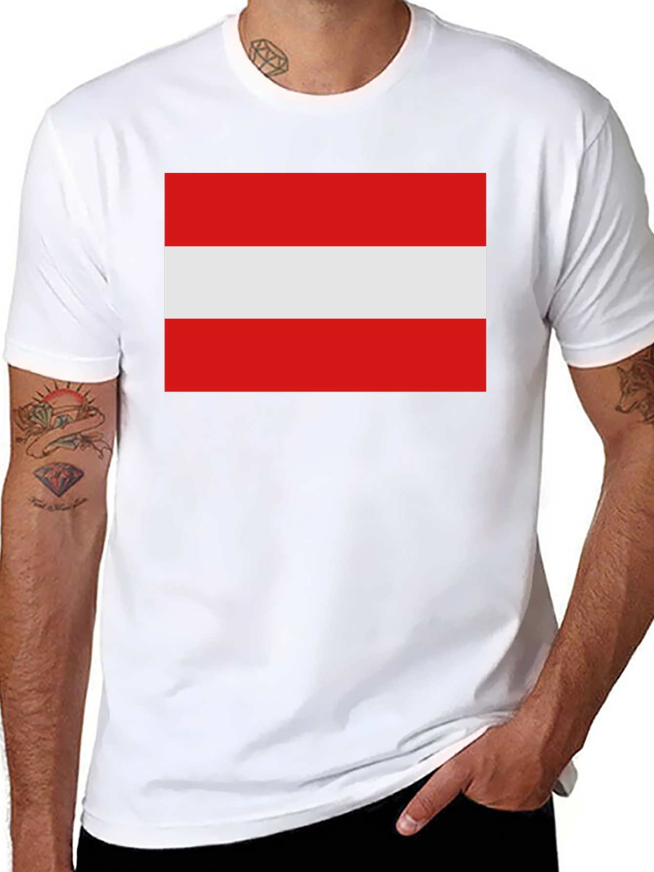 Austrian Flag T-Shirt - Classic Red and White Design