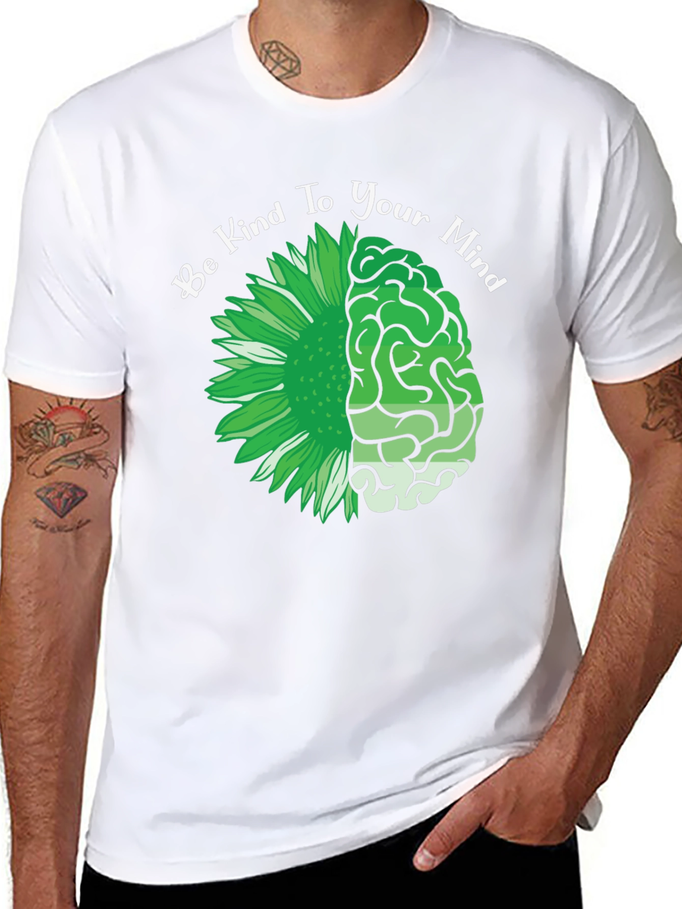 Kind Mind T-Shirt - Floral Brain Design