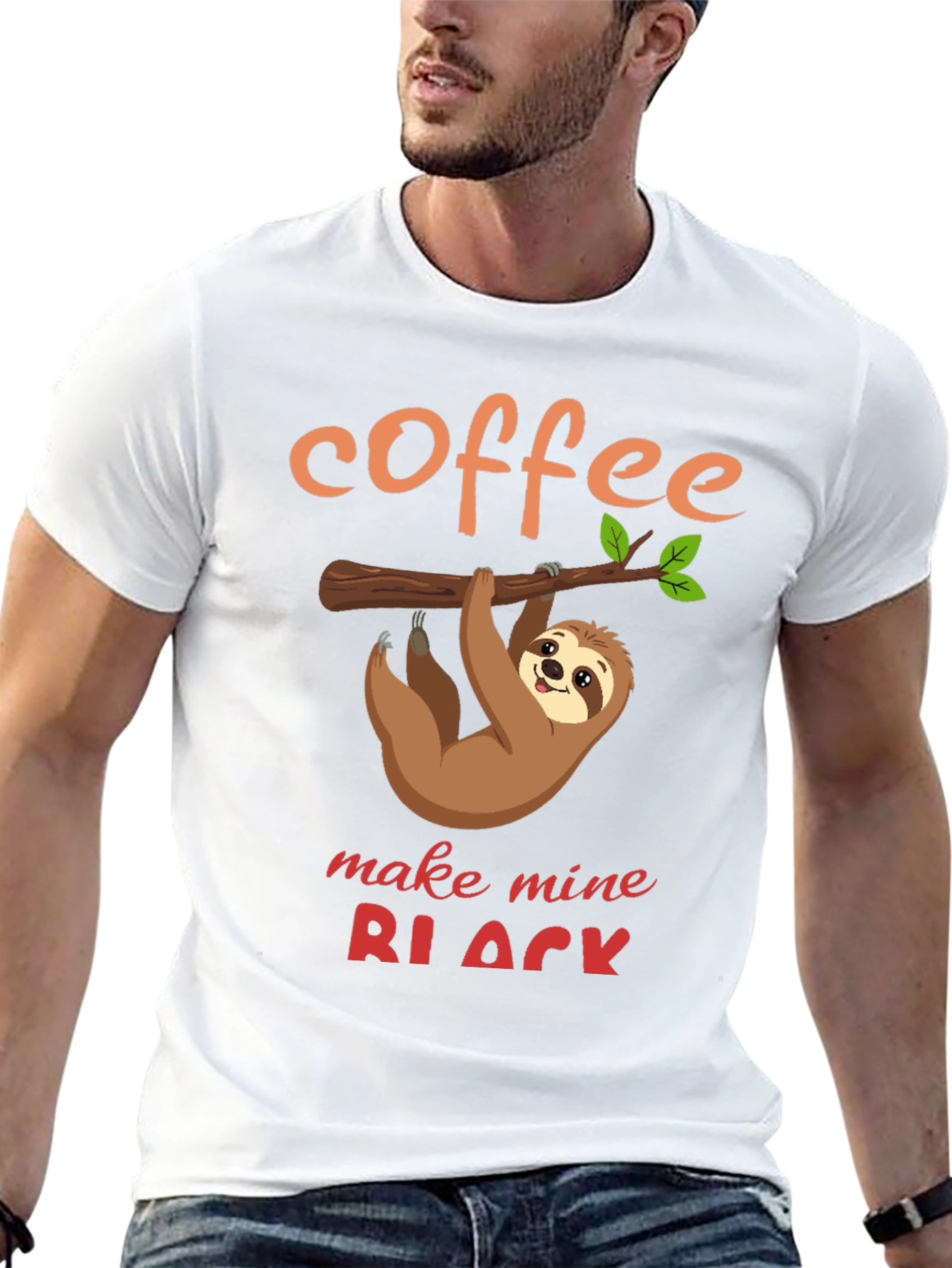 Coffee Sloth T-Shirt - Make Mine Black Funny Tee
