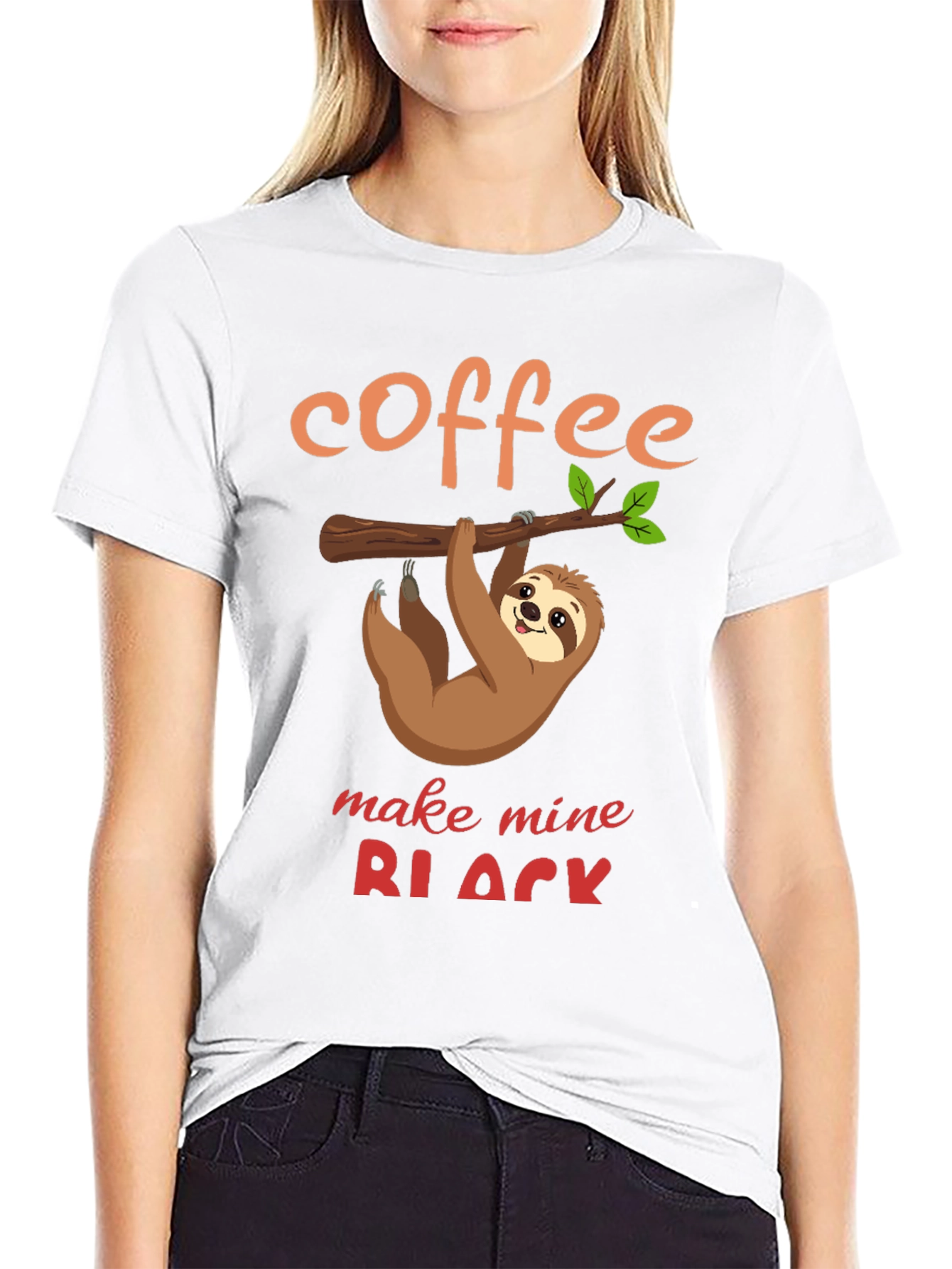 Coffee Sloth T-Shirt - Make Mine Black Funny Tee