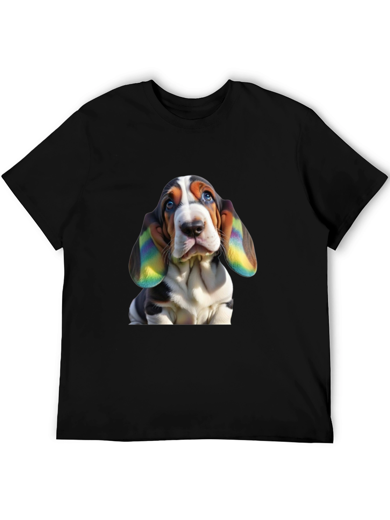 Dog Lover Tee: Rainbow Eared Basset Hound