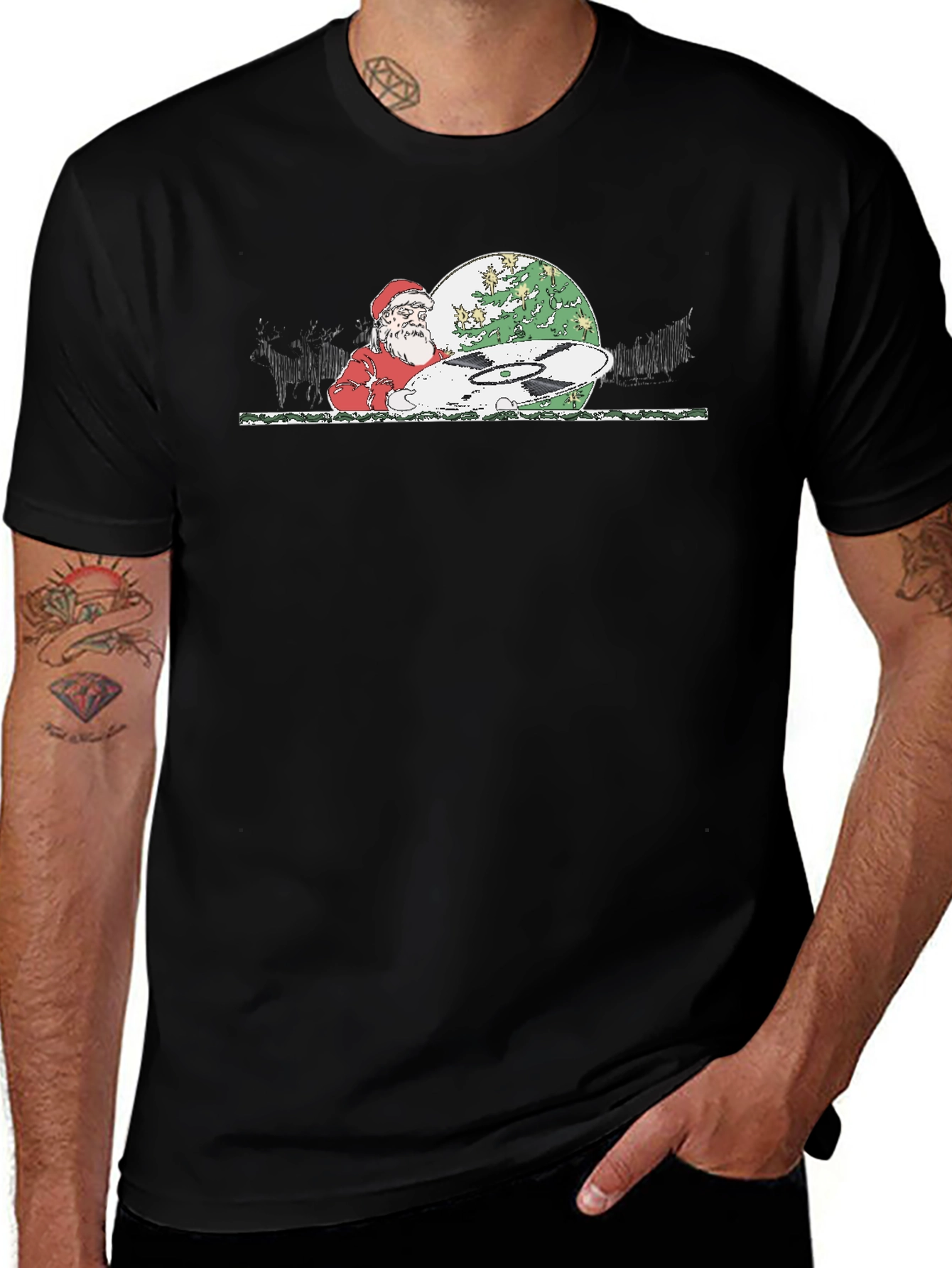 DJ Santa Graphic Tee - Christmas Holiday Party T-Shirt