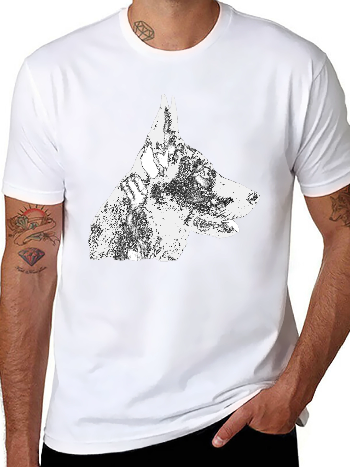 Doberman Dog Graphic T-Shirt - Black Cotton Tee