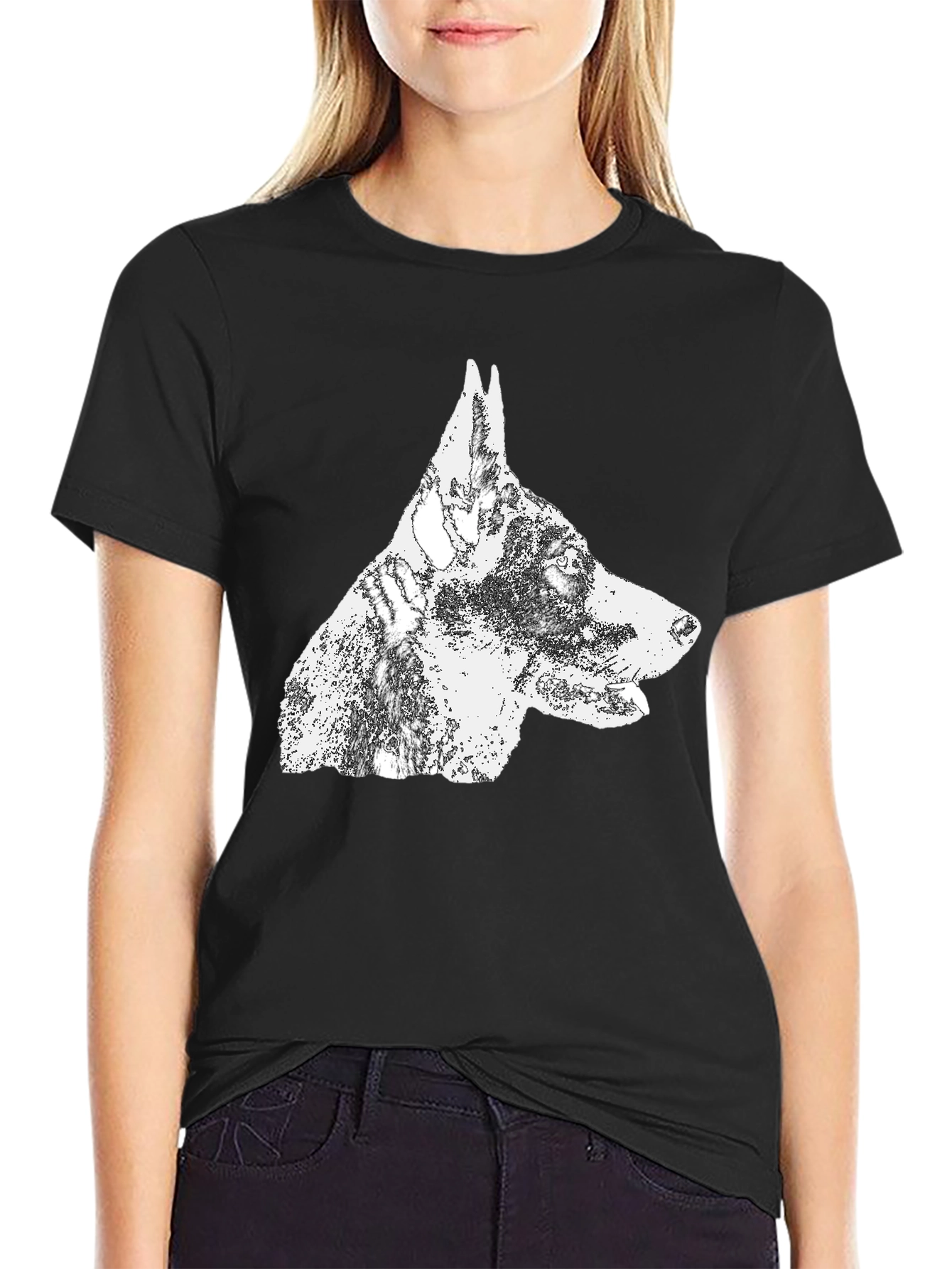 Doberman Dog Graphic T-Shirt - Black Cotton Tee