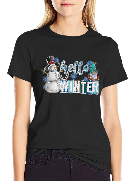 Hello Winter T-Shirt: Snowman & Gnome